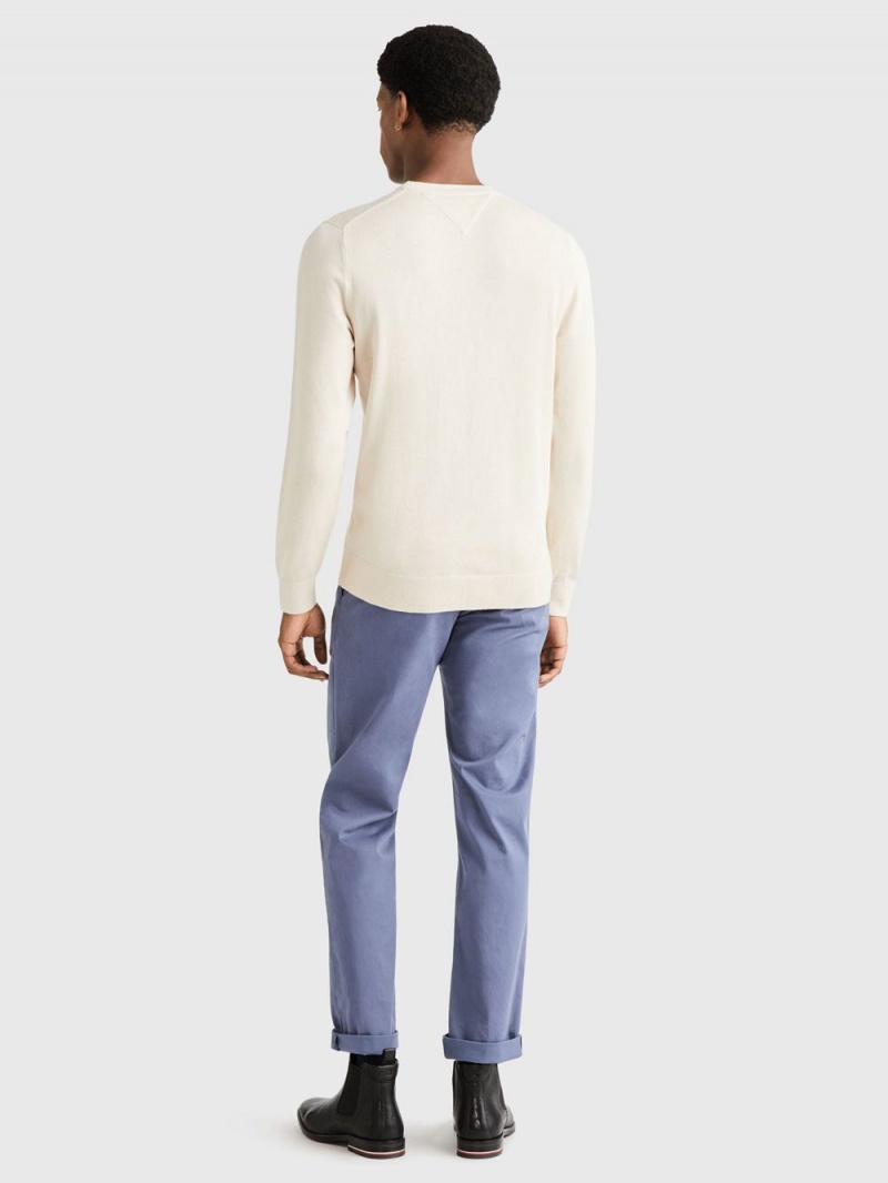 Tommy Hilfiger Signature Crew Neck Tröjor Herr Beige | 836-GJNZIV