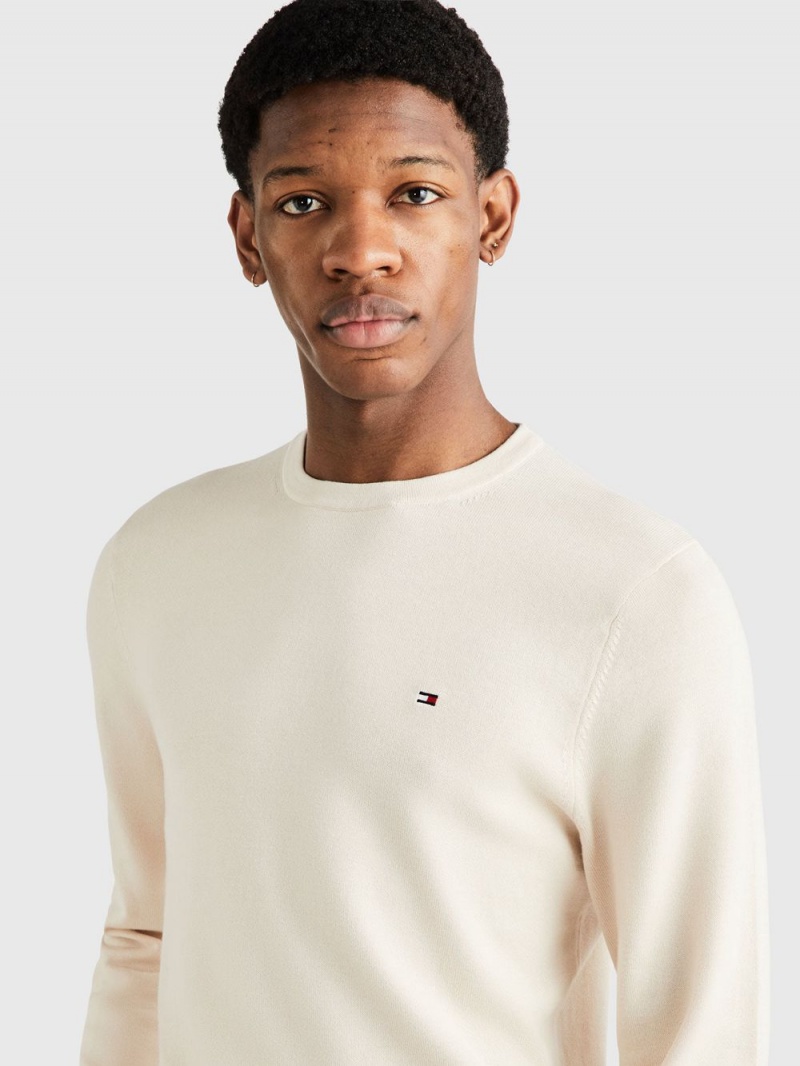 Tommy Hilfiger Signature Crew Neck Tröjor Herr Beige | 836-GJNZIV