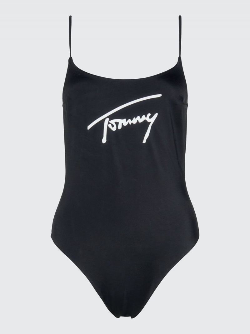 Tommy Hilfiger Signature High-Leg One-Piece Badkläder Dam Svarta | 023-AILKHF