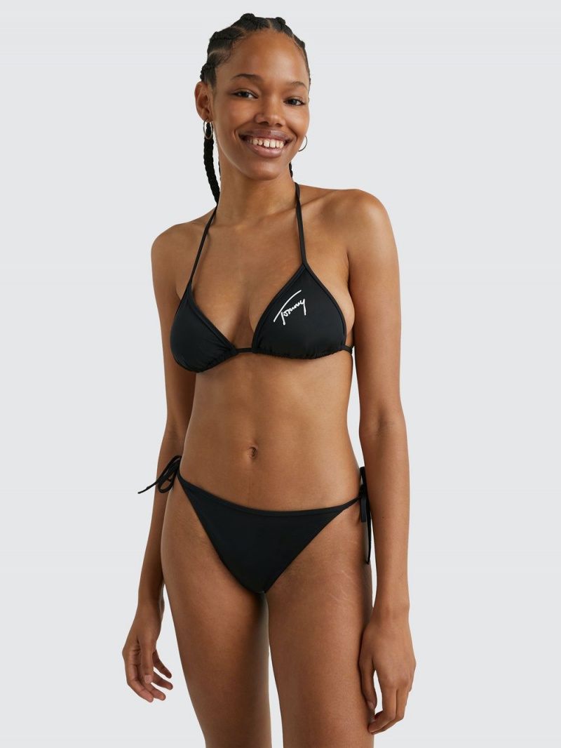 Tommy Hilfiger Signature Side Tie Bikini Badkläder Dam Svarta | 350-NMSDPT