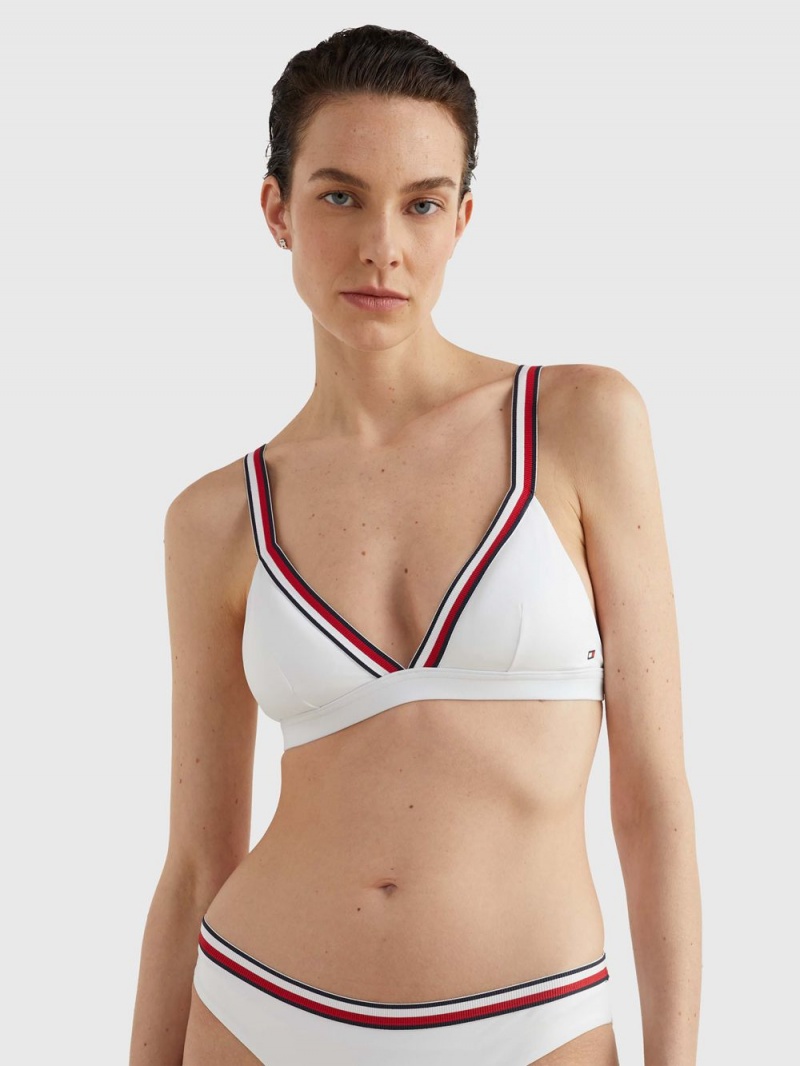 Tommy Hilfiger Signature Tape Unpadded Triangle Bikini Badkläder Dam Vita | 167-FGTVCM