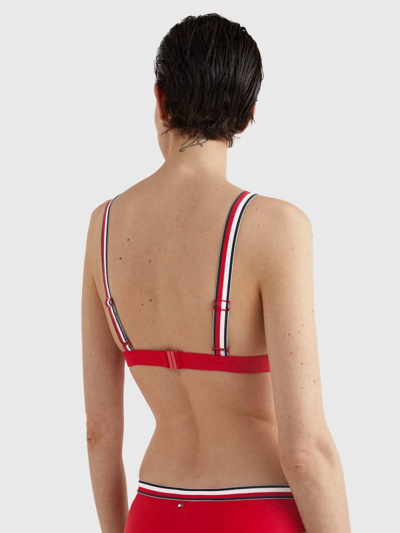 Tommy Hilfiger Signature Tape Unpadded Triangle Bikini Badkläder Dam Röda | 871-GBFPUM