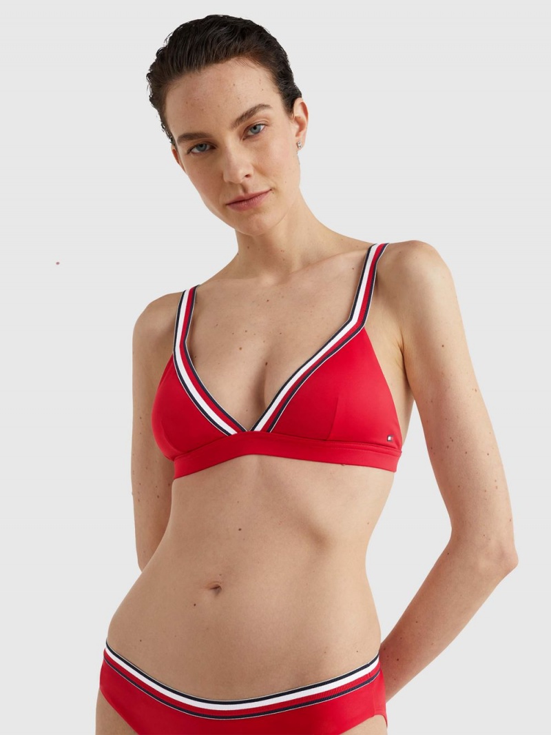 Tommy Hilfiger Signature Tape Unpadded Triangle Bikini Badkläder Dam Röda | 871-GBFPUM