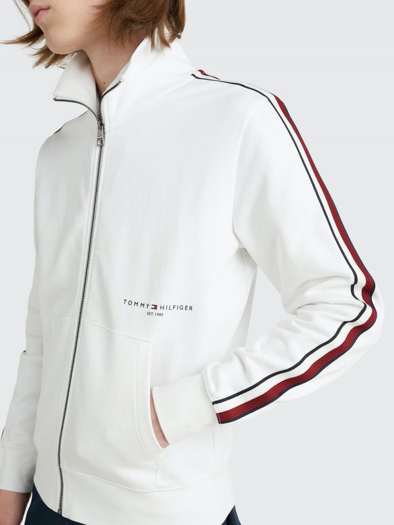 Tommy Hilfiger Signature Tape Zip-Thru Tröjor Herr Vita | 938-MKUHCR