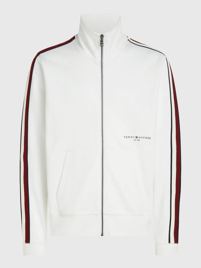 Tommy Hilfiger Signature Tape Zip-Thru Tröjor Herr Vita | 938-MKUHCR