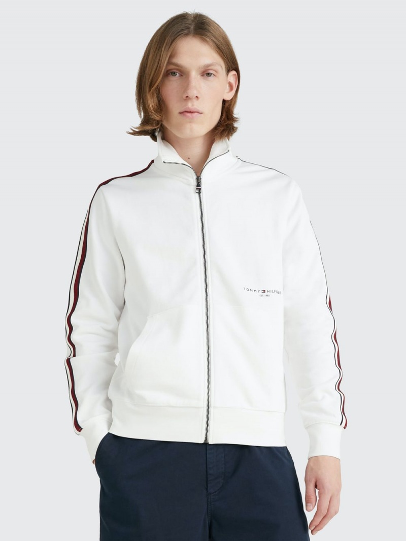 Tommy Hilfiger Signature Tape Zip-Thru Tröjor Herr Vita | 938-MKUHCR