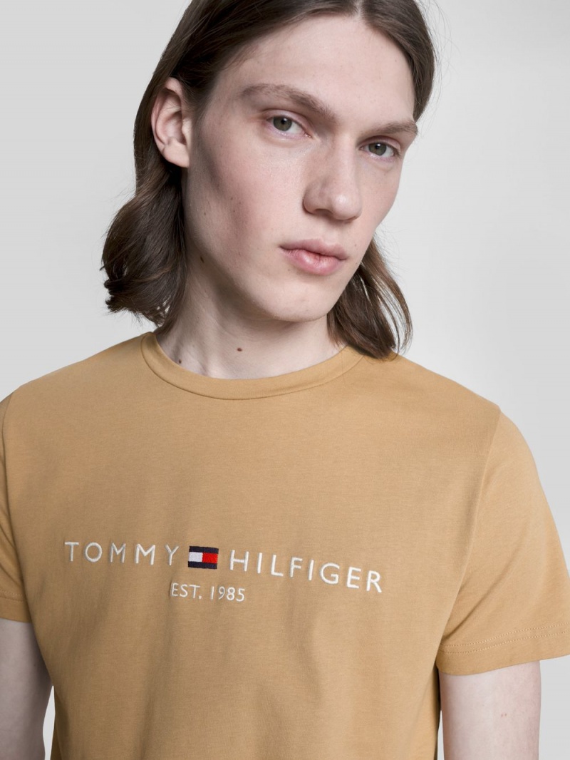 Tommy Hilfiger Slim Fit Organic Bomull T-shirt Herr Khaki | 785-DBOQLN