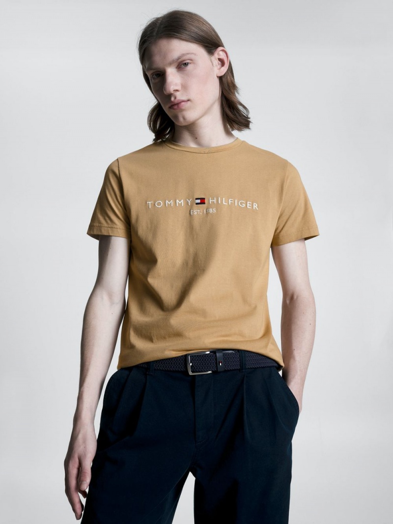 Tommy Hilfiger Slim Fit Organic Bomull T-shirt Herr Khaki | 785-DBOQLN