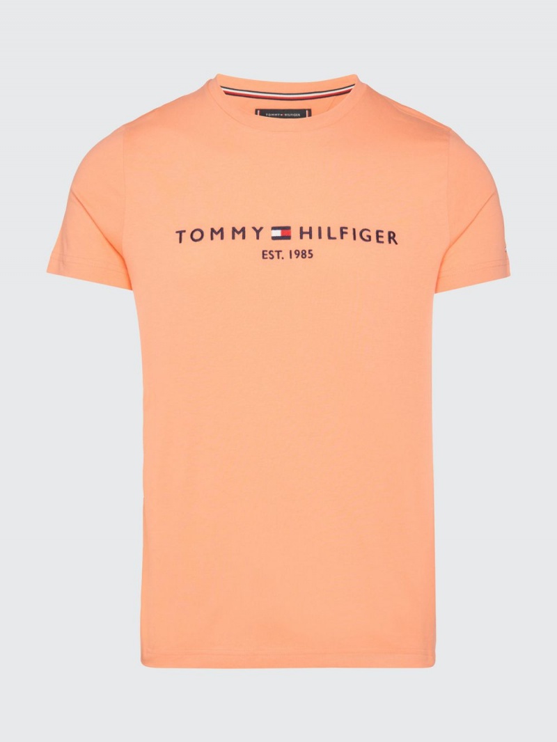 Tommy Hilfiger Slim Fit Organic Bomull T-shirt Herr Korall | 046-OCVPLY