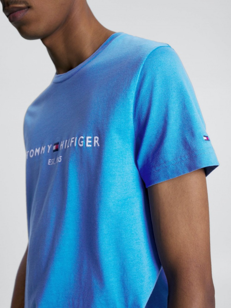 Tommy Hilfiger Slim Fit Organic Bomull T-shirt Herr Blå | 526-CDFUZP