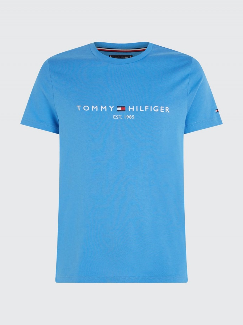 Tommy Hilfiger Slim Fit Organic Bomull T-shirt Herr Blå | 526-CDFUZP