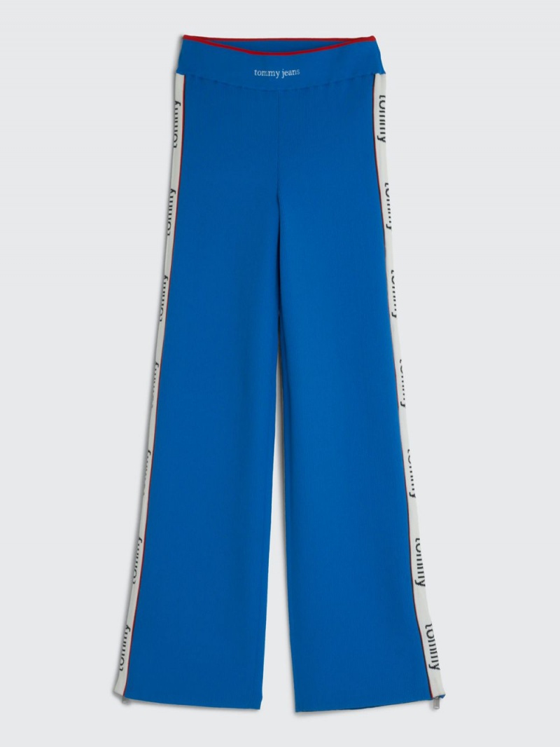 Tommy Hilfiger Split Hem Räfflad Leggings Dam Blå | 047-QVPDMU