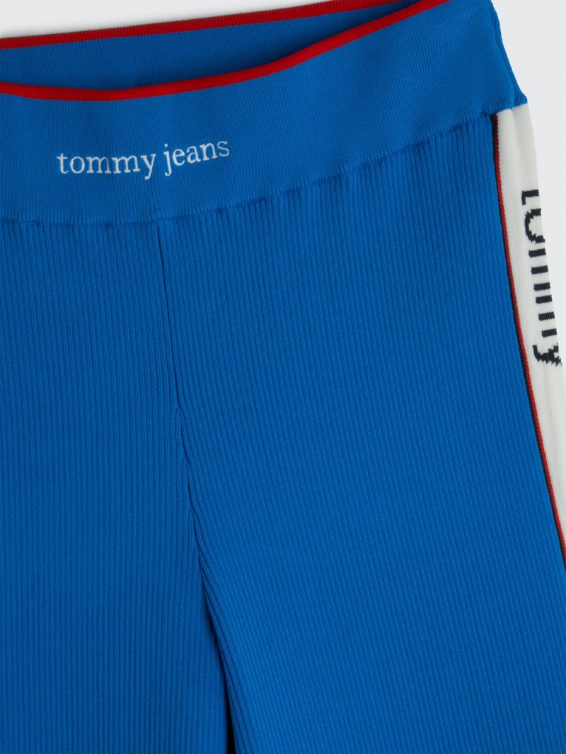 Tommy Hilfiger Split Hem Räfflad Leggings Dam Blå | 047-QVPDMU