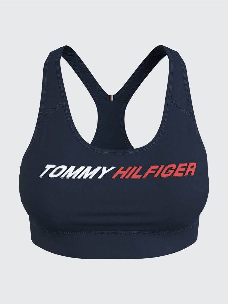 Tommy Hilfiger Sport Logo Medium Support BH Dam Marinblå | 680-YAUIEK