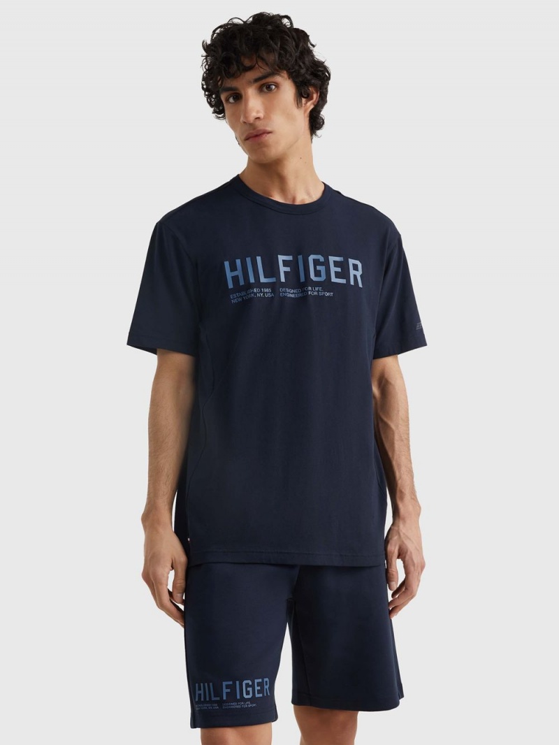 Tommy Hilfiger Sport Logo Vanliga Fit T-shirt Herr Marinblå | 048-IUGKWB