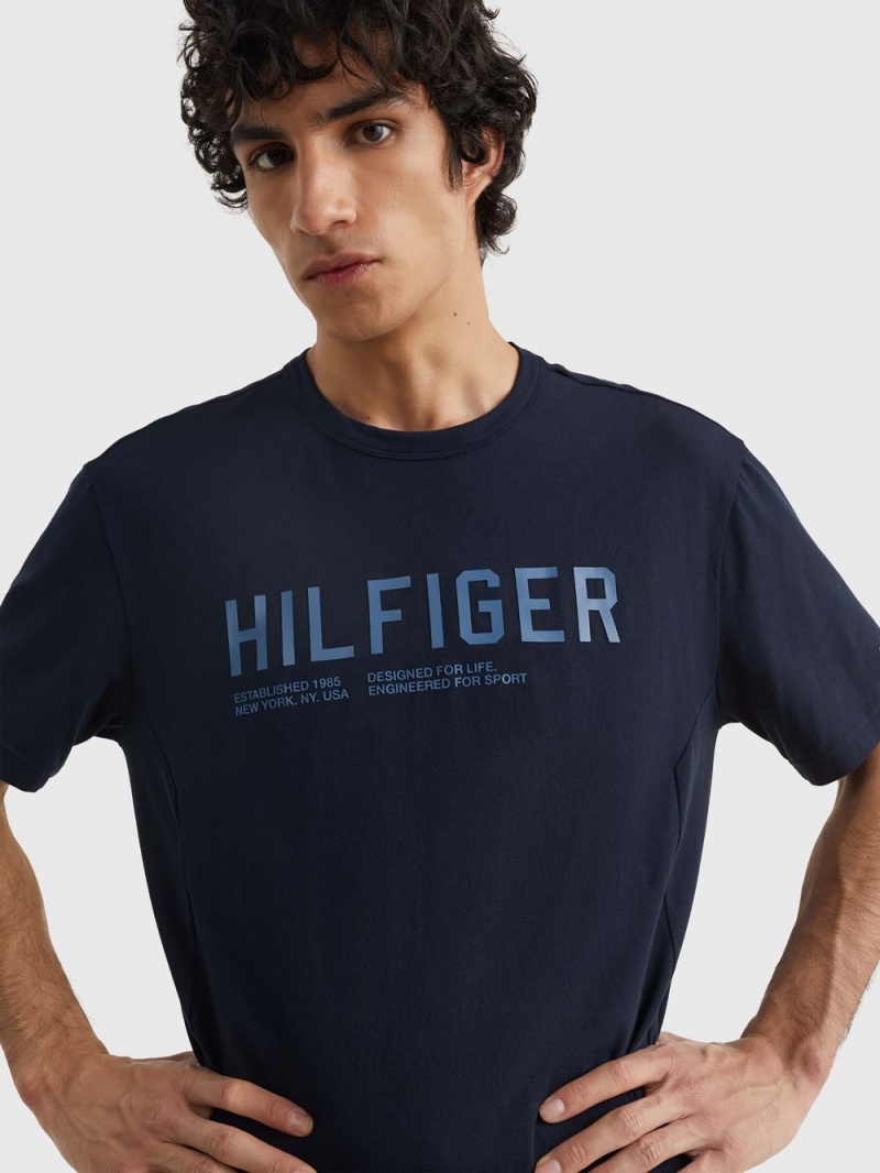 Tommy Hilfiger Sport Logo Vanliga Fit T-shirt Herr Marinblå | 048-IUGKWB