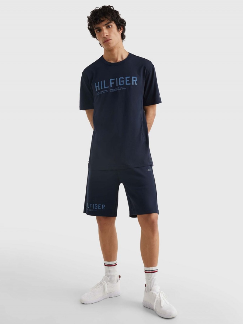 Tommy Hilfiger Sport Logo Vanliga Fit T-shirt Herr Marinblå | 048-IUGKWB