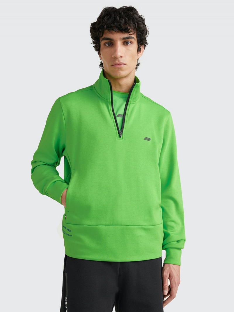 Tommy Hilfiger Sport Tonal Logo Essential Quarter-Zip Tröjor Herr Gröna | 967-FXEYHC