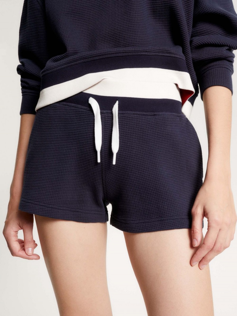 Tommy Hilfiger Sport Waffle Texture Shorts Dam Marinblå | 849-DEZCRJ