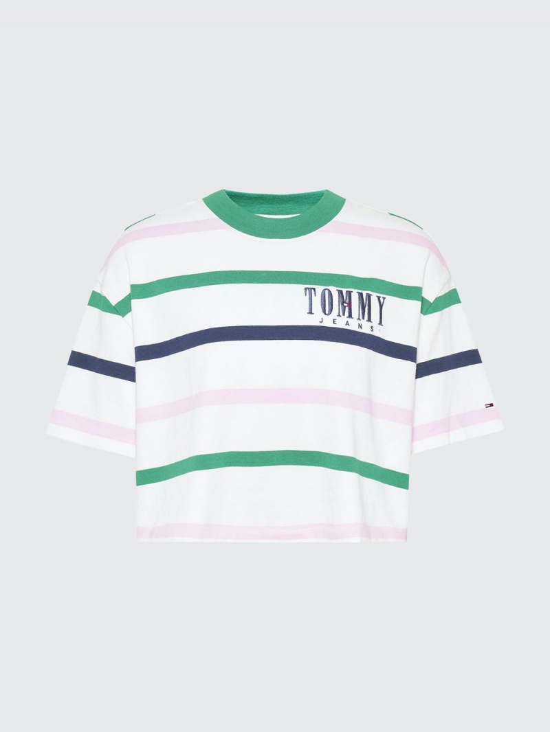 Tommy Hilfiger Stripe Cropped Oversized T-shirt Dam Olika Färger | 041-ZWNVTF