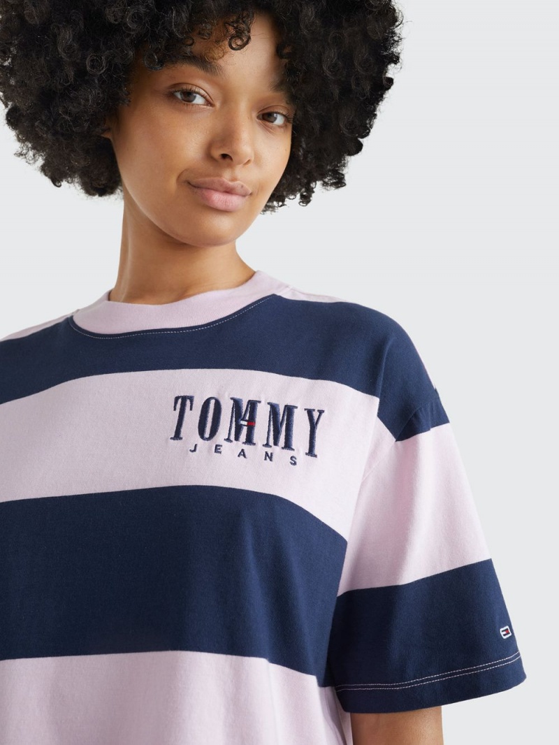 Tommy Hilfiger Stripe Cropped Oversized T-shirt Dam Olika Färger | 546-QWGKPD