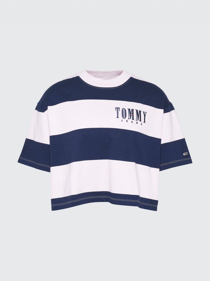 Tommy Hilfiger Stripe Cropped Oversized T-shirt Dam Olika Färger | 546-QWGKPD