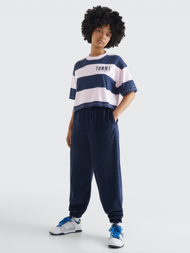 Tommy Hilfiger Stripe Cropped Oversized T-shirt Dam Olika Färger | 546-QWGKPD