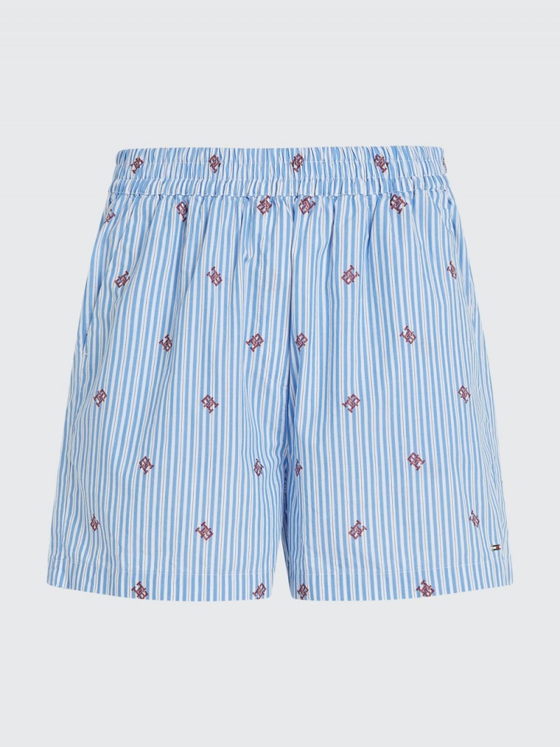 Tommy Hilfiger Stripe Fil Coupe Shorts Dam Blå | 069-FWNMXE