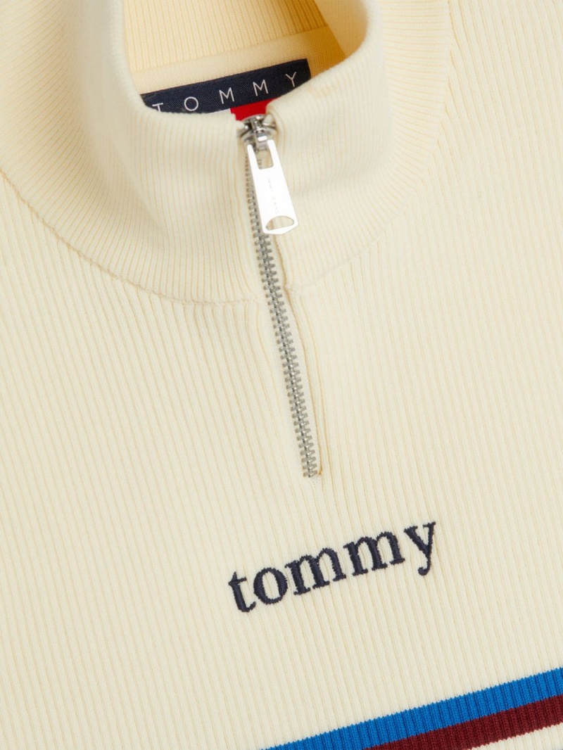 Tommy Hilfiger Stripe Half-Zip Stickad Racer Blast Dam Gula | 398-ACJKIR