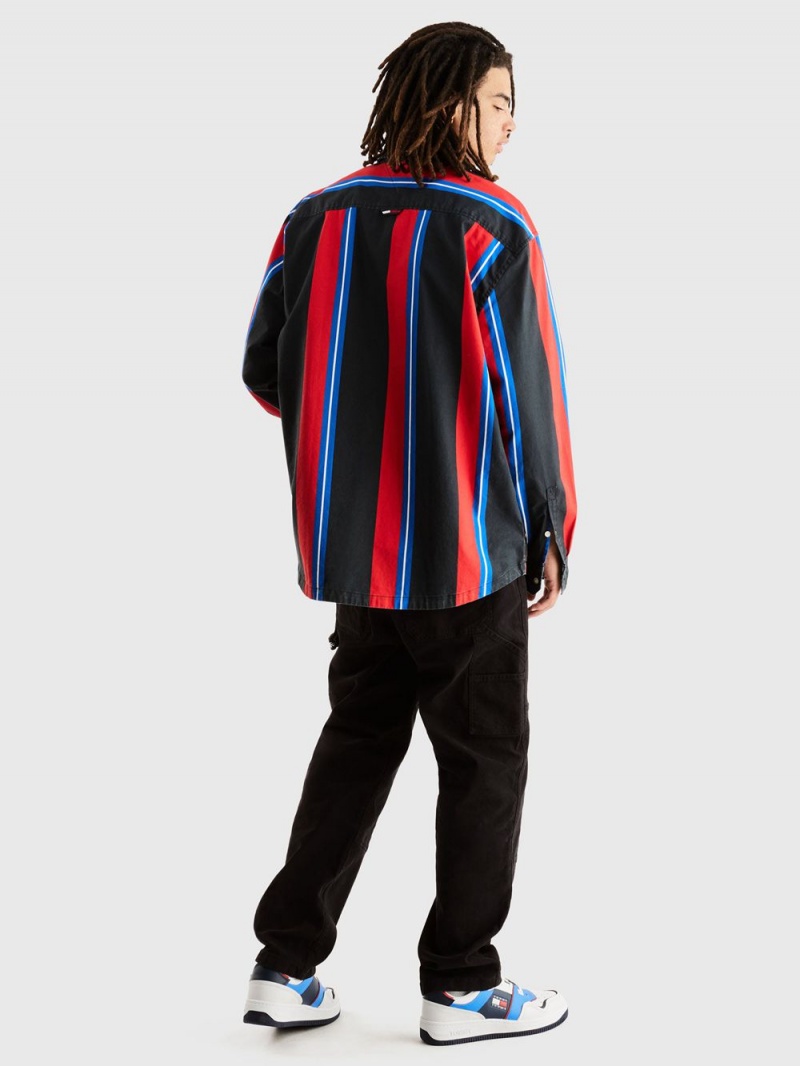 Tommy Hilfiger Stripe Oversized Fit Skjorta Herr Olika Färger | 401-RYADBU