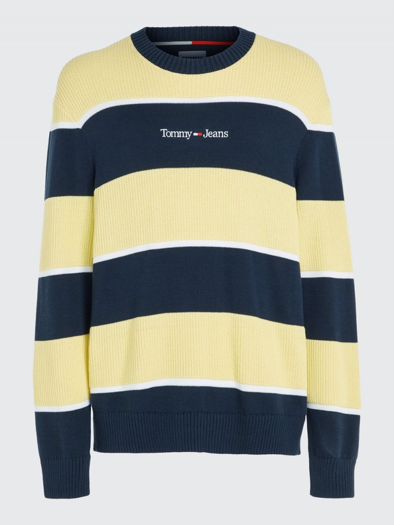 Tommy Hilfiger Stripe Relaxed Fit Jumpers Herr Marinblå Gula | 039-PESDBW