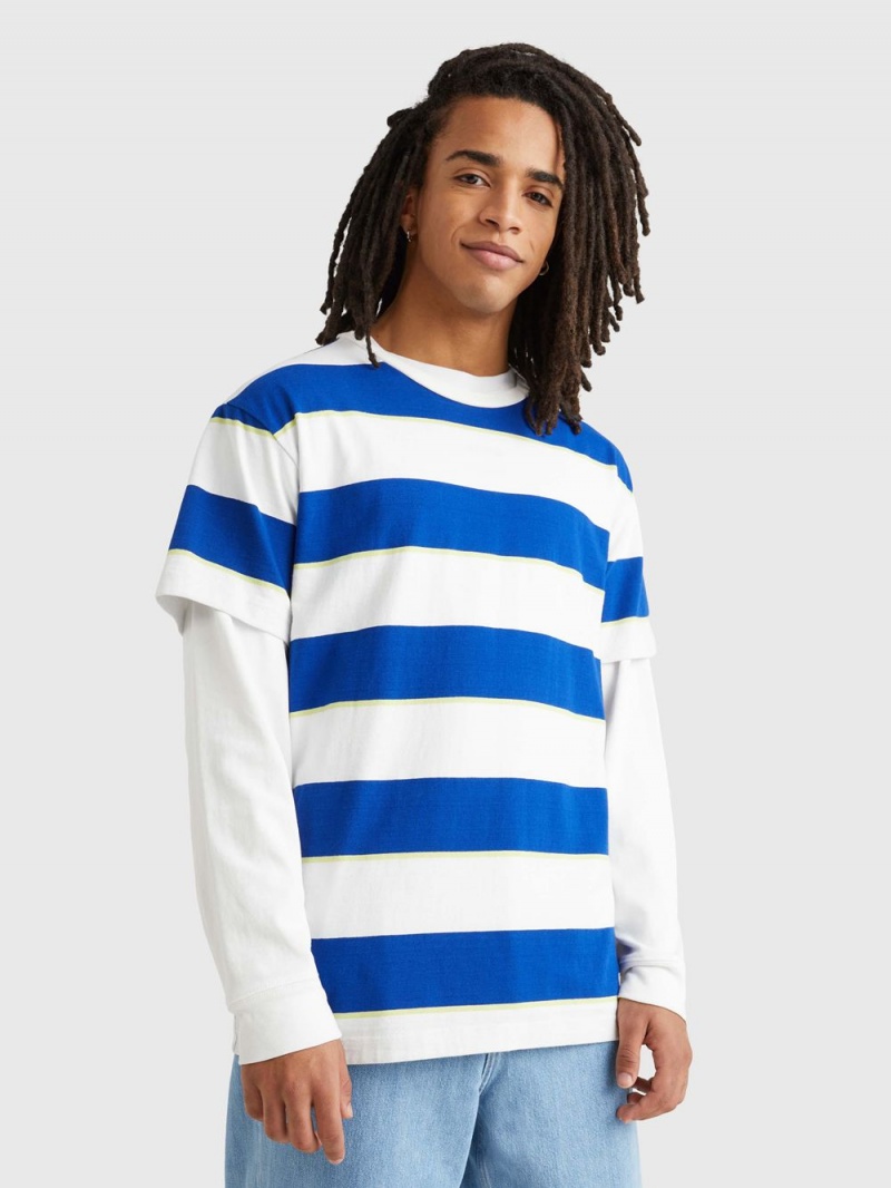 Tommy Hilfiger Stripe Relaxed Fit T-shirt Herr Blå Vita | 072-LKSVTG