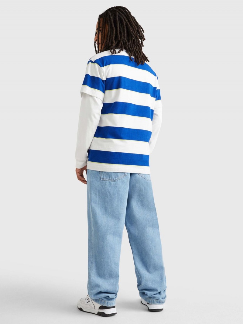 Tommy Hilfiger Stripe Relaxed Fit T-shirt Herr Blå Vita | 072-LKSVTG