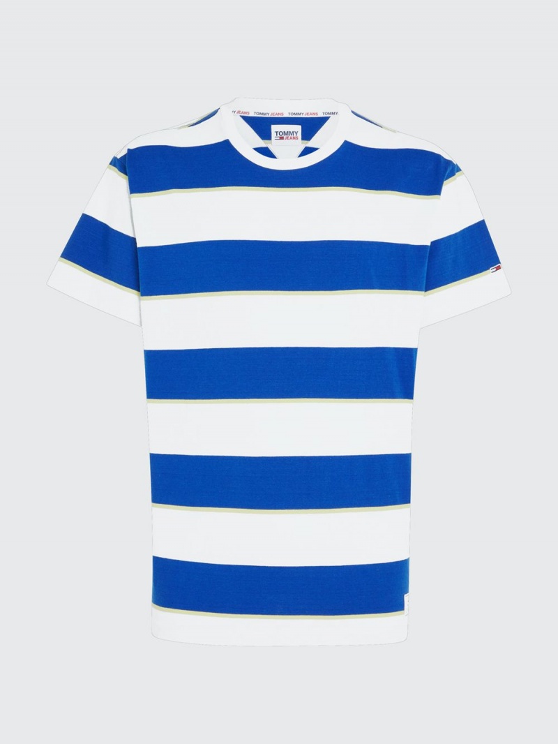 Tommy Hilfiger Stripe Relaxed Fit T-shirt Herr Blå Vita | 072-LKSVTG