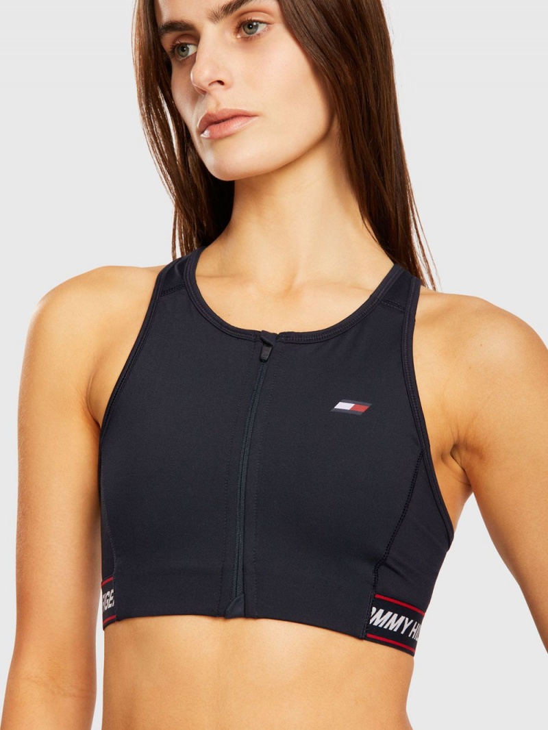 Tommy Hilfiger Tape Zip Through BH Dam Marinblå | 907-KEDURJ