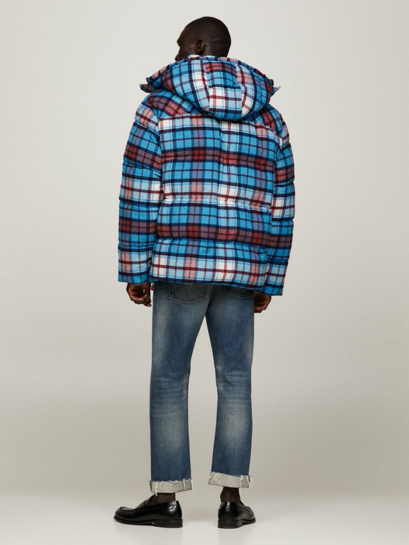 Tommy Hilfiger Tartan Check Oversized New York Puffer Jackor Herr Olika Färger | 976-RXOKWY