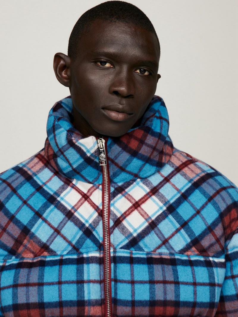 Tommy Hilfiger Tartan Check Oversized New York Puffer Jackor Herr Olika Färger | 976-RXOKWY