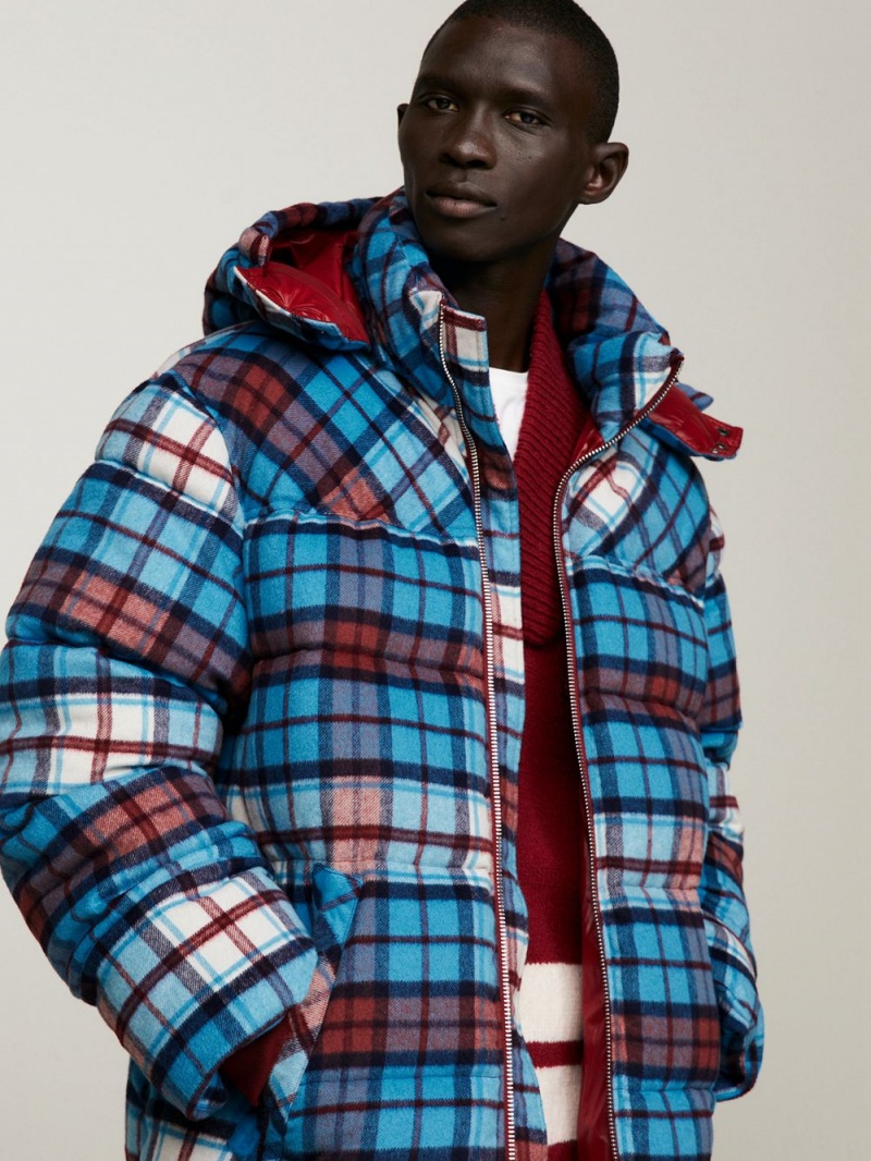 Tommy Hilfiger Tartan Check Oversized New York Puffer Jackor Herr Olika Färger | 976-RXOKWY