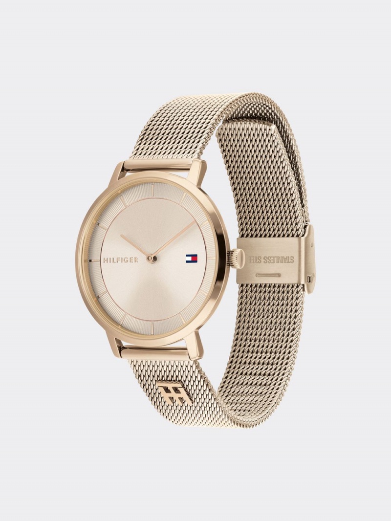 Tommy Hilfiger Tea Ionic Plated Carnation Gold Steel Light Taupe Dial Klocka Dam Guld | 156-PUANSO