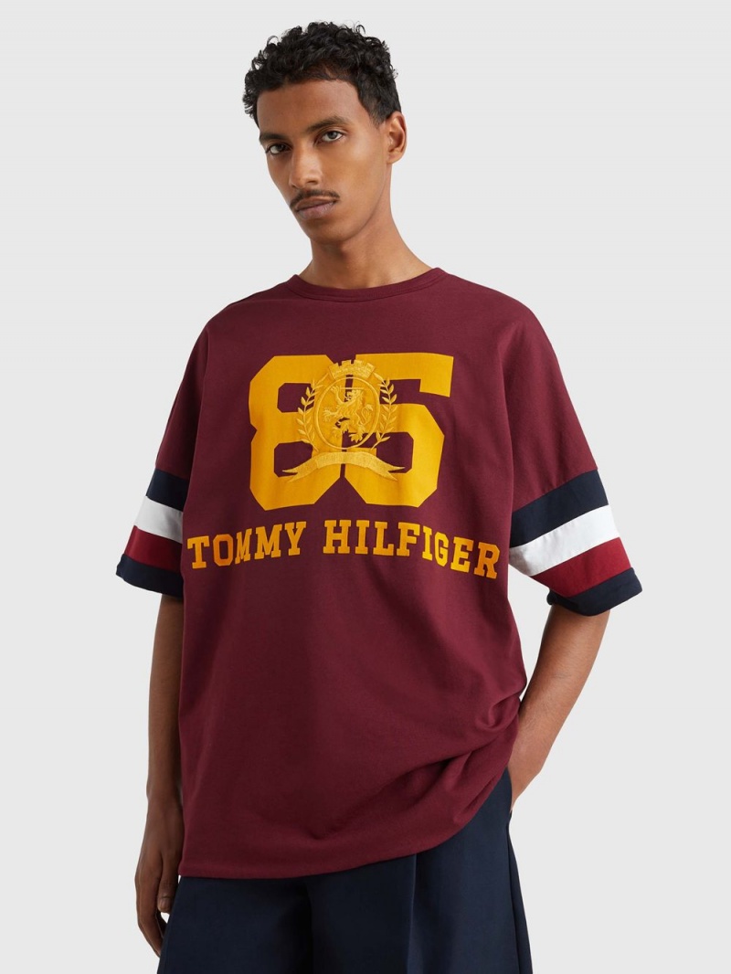 Tommy Hilfiger Thl Oversized Reversible Varsity T-shirt Herr Röda | 308-ORAFYH