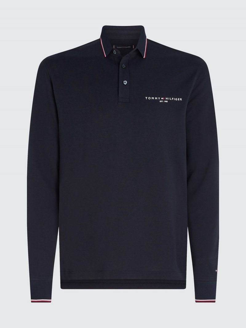 Tommy Hilfiger Tipped Placement Slim Piketröja Herr Marinblå | 349-TOZWQF