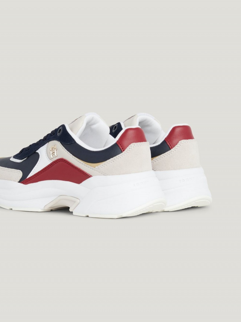 Tommy Hilfiger Tjock Colour-Blocked Läder Runner Sneakers Dam Olika Färger | 542-UMCYEG