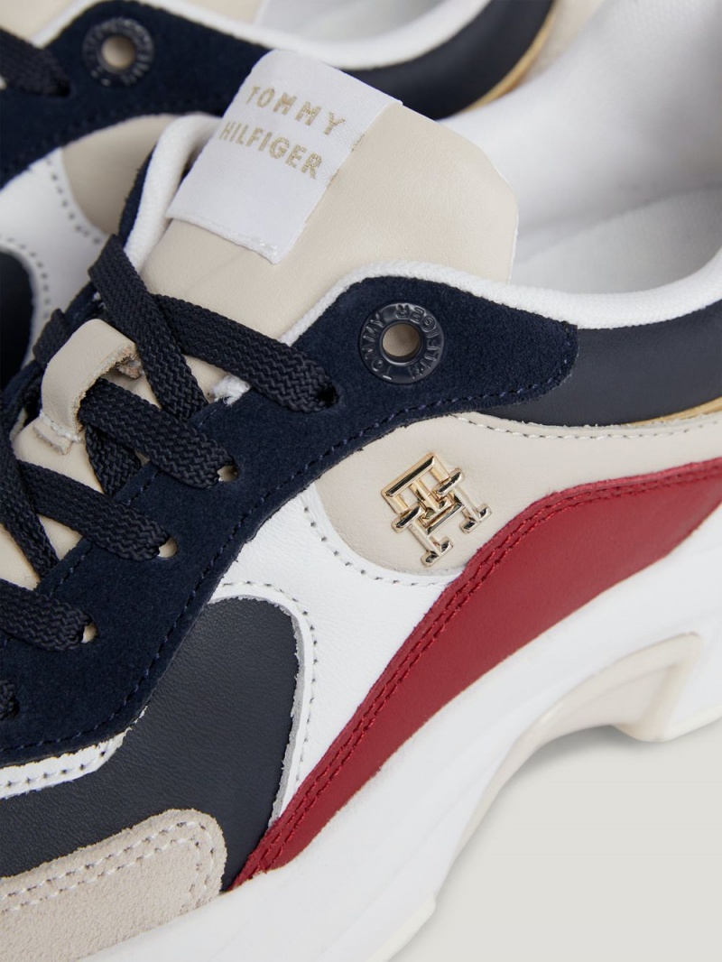 Tommy Hilfiger Tjock Colour-Blocked Läder Runner Sneakers Dam Olika Färger | 542-UMCYEG