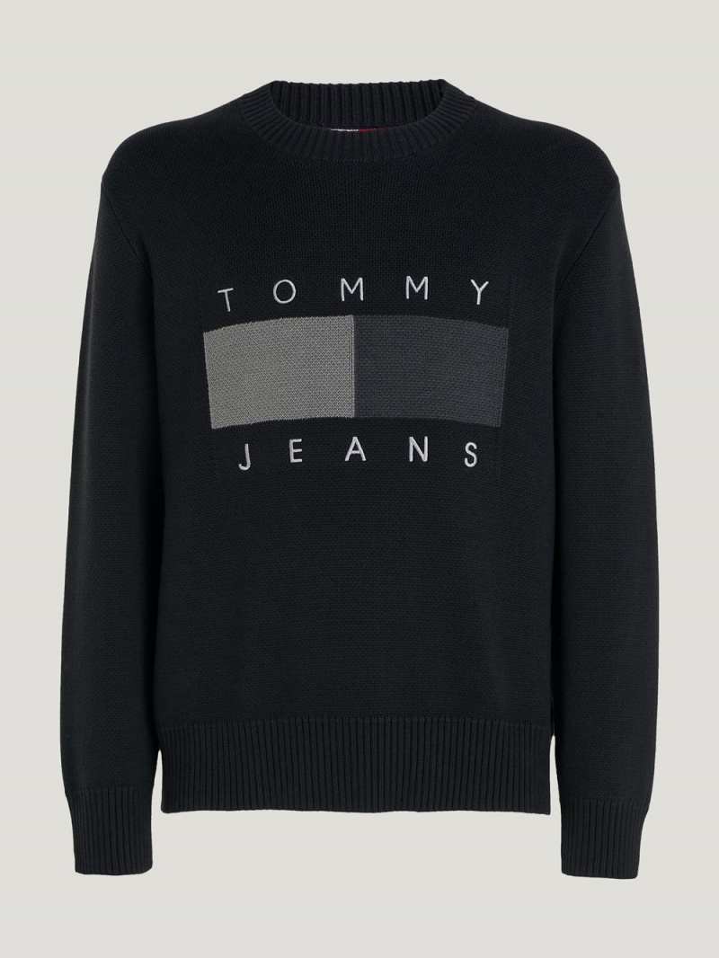 Tommy Hilfiger Tonal Flag Badge Relaxed Jumpers Herr Svarta | 924-TPJOYB