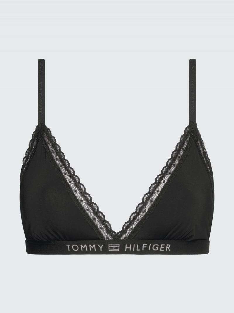 Tommy Hilfiger Tonal Logo Spets Triangle BH Dam Svarta | 085-GTEYLZ