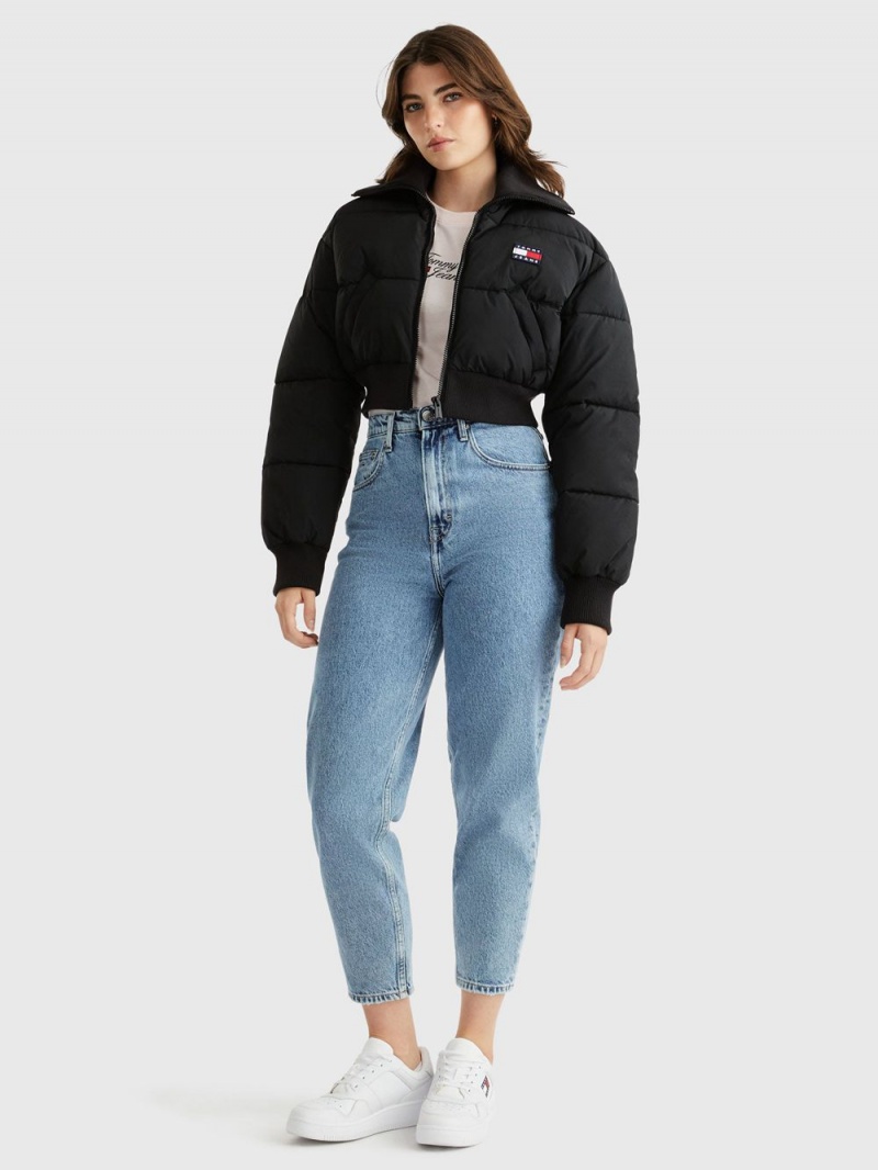 Tommy Hilfiger Ultra Crop Puffer Jackor Dam Svarta | 021-QMXTUW