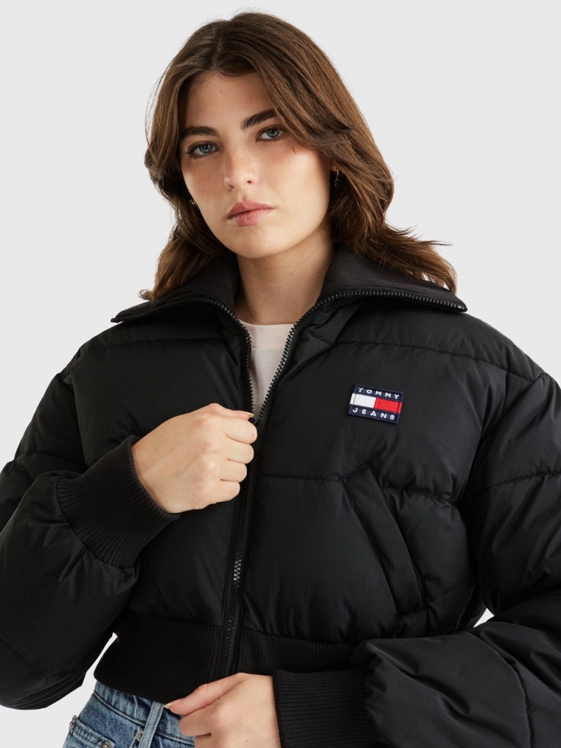 Tommy Hilfiger Ultra Crop Puffer Jackor Dam Svarta | 021-QMXTUW