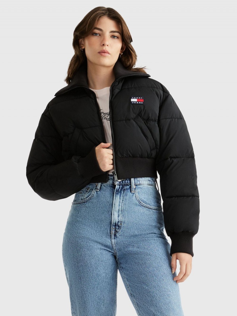 Tommy Hilfiger Ultra Crop Puffer Jackor Dam Svarta | 021-QMXTUW