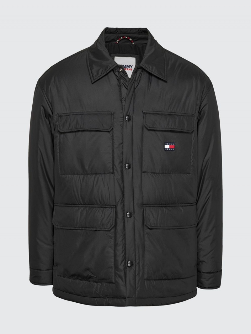 Tommy Hilfiger Vadderad Poly Worker Jackor Herr Svarta | 240-MKYXRU