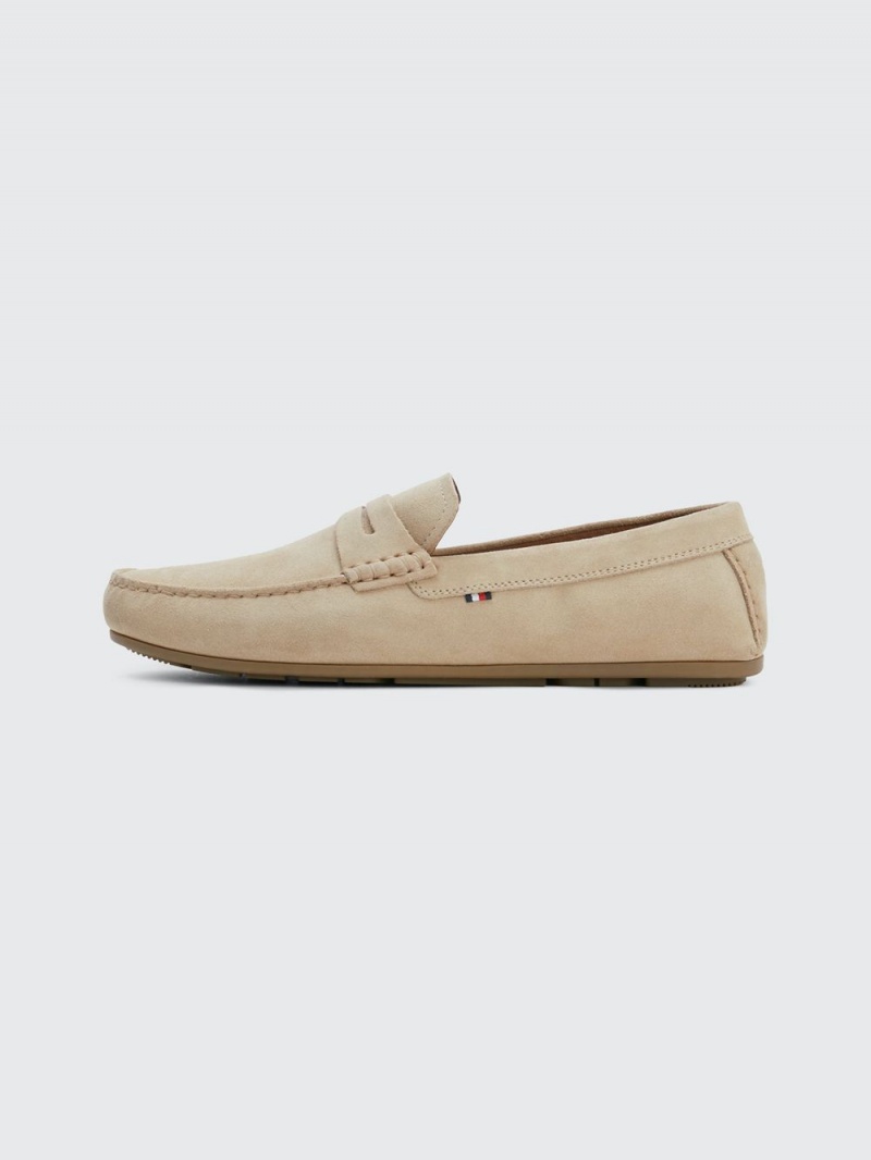 Tommy Hilfiger Vanliga Mocka Driver Sneakers Herr Beige | 157-VEYUAC